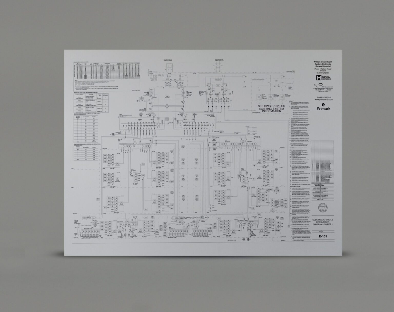 A big valve chart that showcases the different valves electrical systems and information about the plant